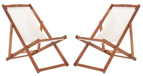 Loren Foldable Sling Chair in Natural with Beige Seat (Set of 2)