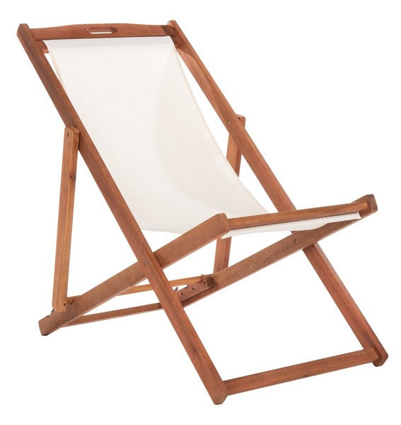 Loren Foldable Sling Chair in Natural with Beige Seat (Set of 2)