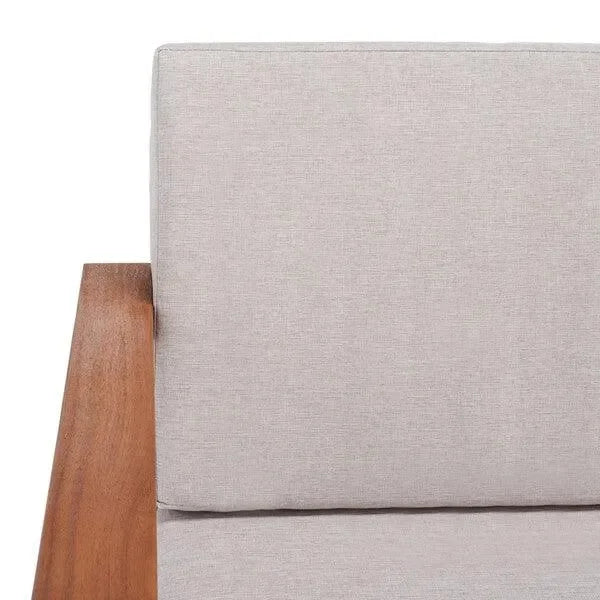Emiko Acacia Wood Outdoor Bench in Natural and Light Gray - The Mayfair Hall