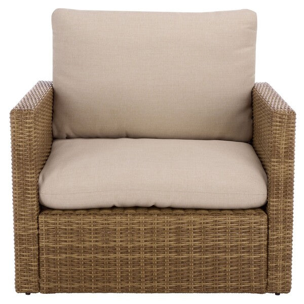 Emma Rattan Armchair in Natural with Taupe Cushion