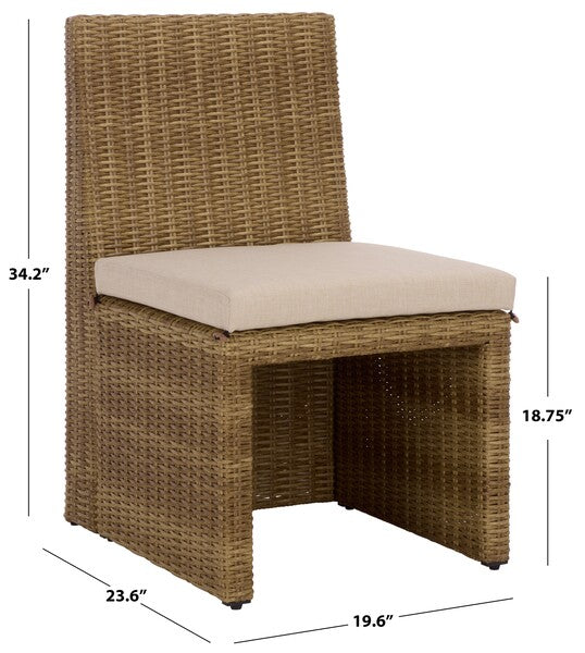 Emma Rattan Dining Chair in Natural with Taupe Cushion (Set of 2)