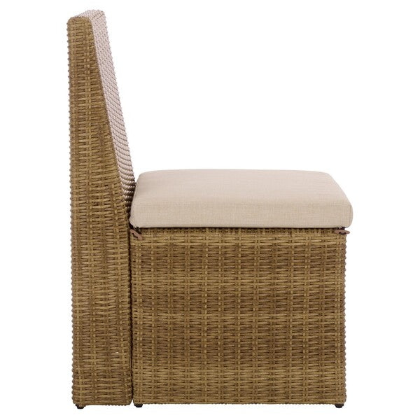 Emma Rattan Dining Chair in Natural with Taupe Cushion (Set of 2)