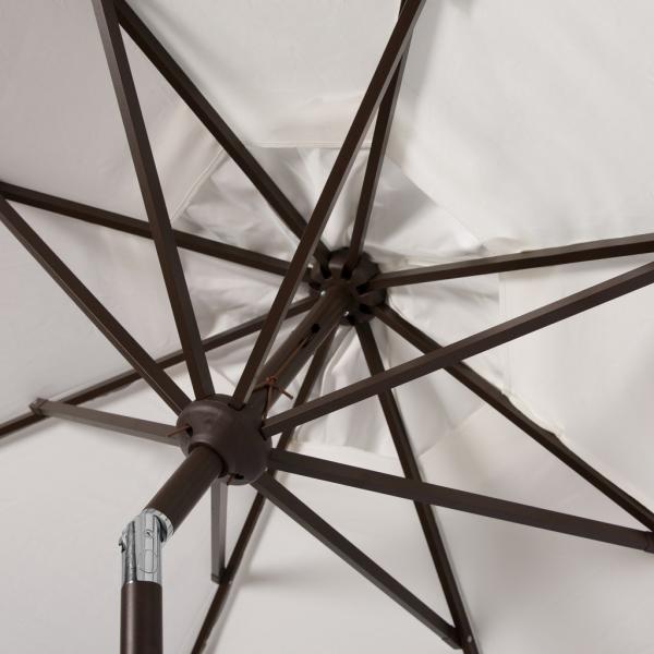 Milan Crank Outdoor Umbrella in Ivory with Fringe (9 ft)