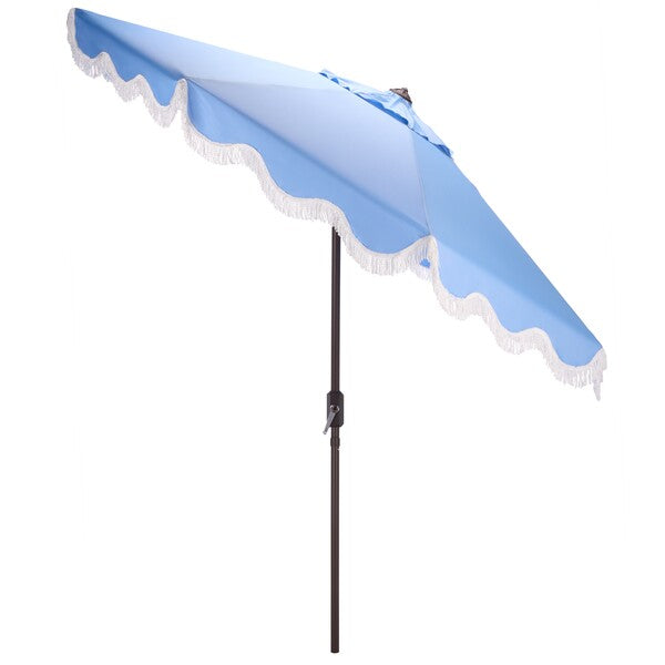 Torsa Crank Umbrella in Baby Blue with White Fringe (9 ft)