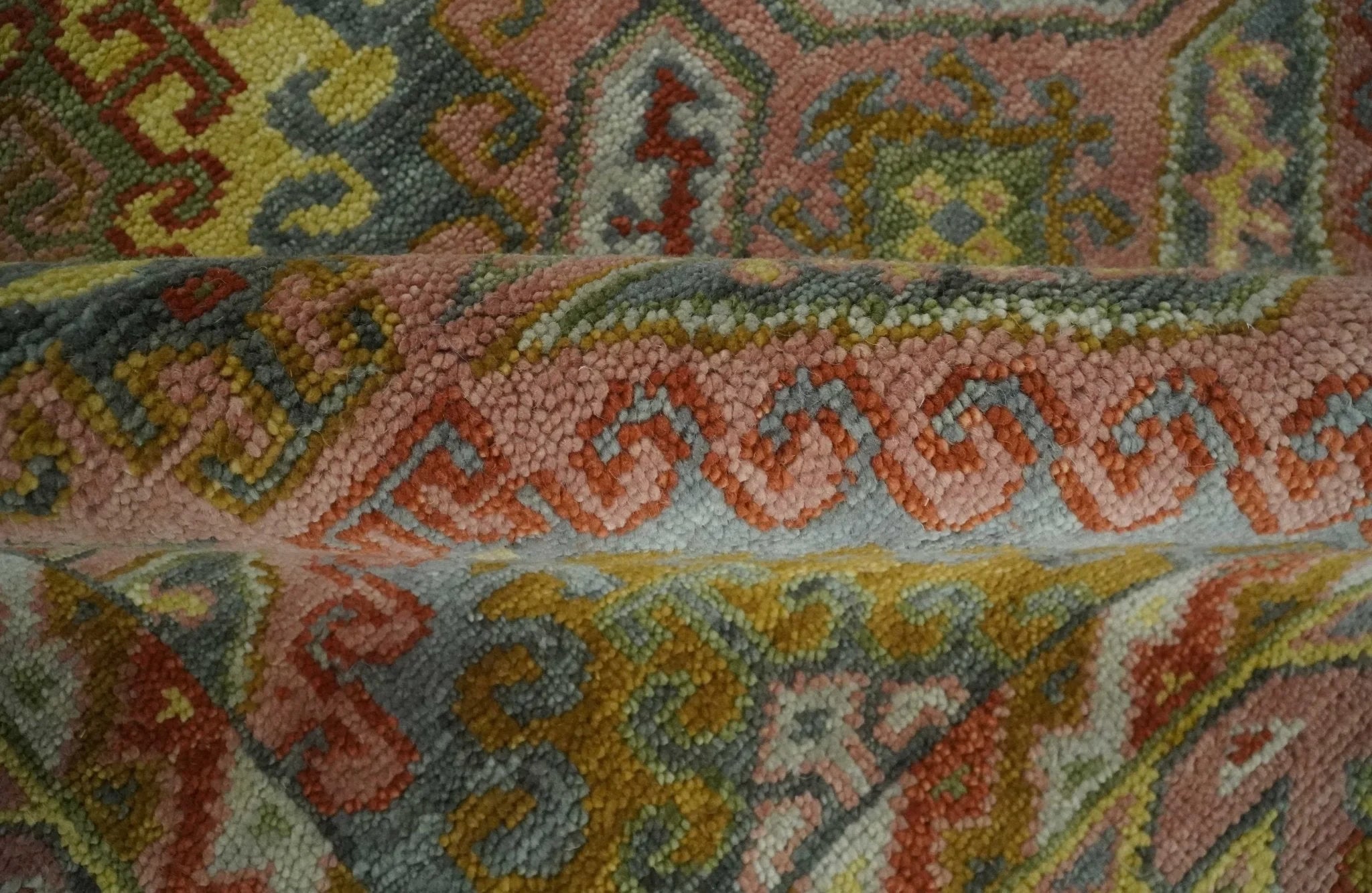 Peach, Mustard, Brown and Gray Oriental Hand Knotted Multi Size Wool Area Rug, Living Room and Bedroom Rug - The Rug Decor