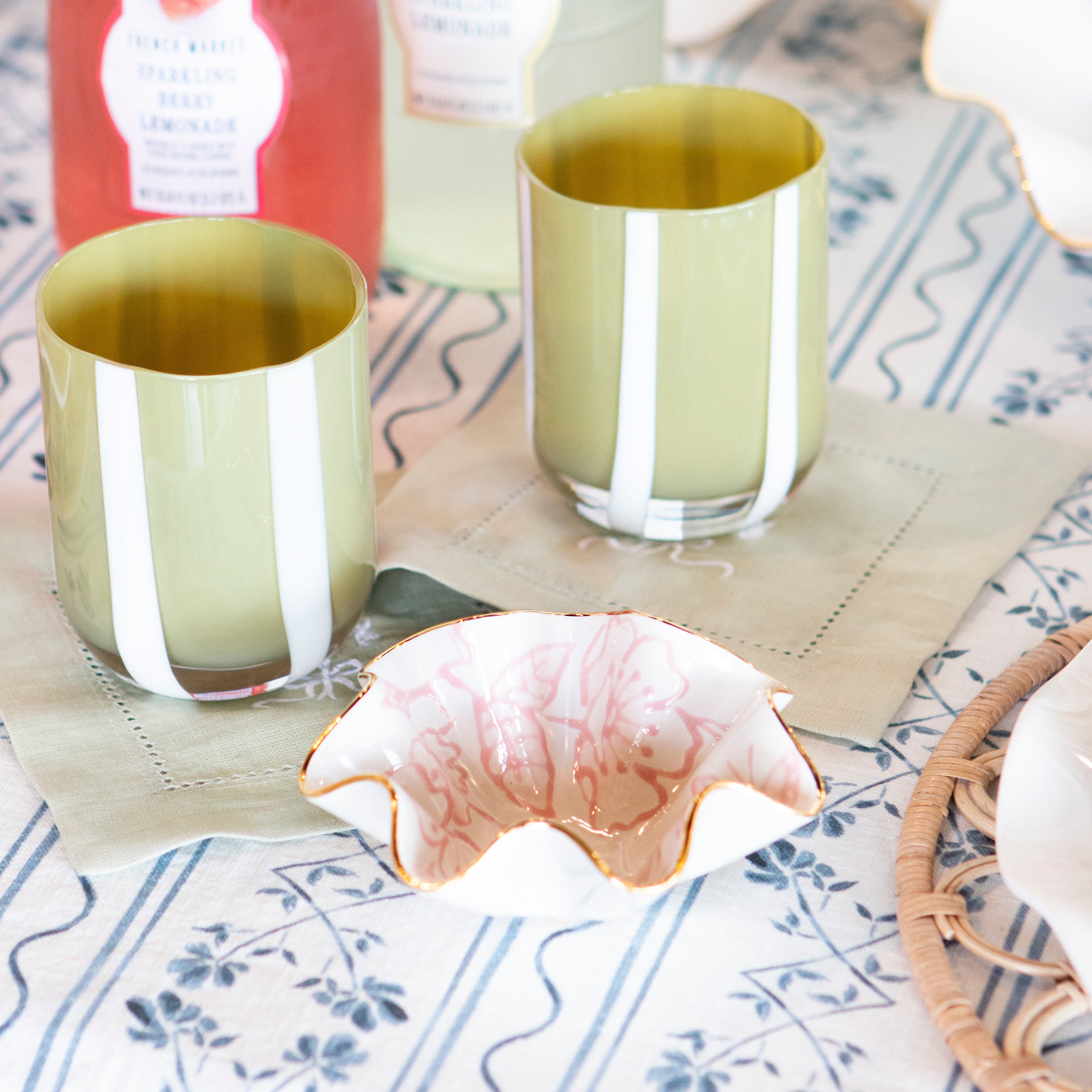 Adorn Pink Blossom Chinoiserie Wavy Bowls