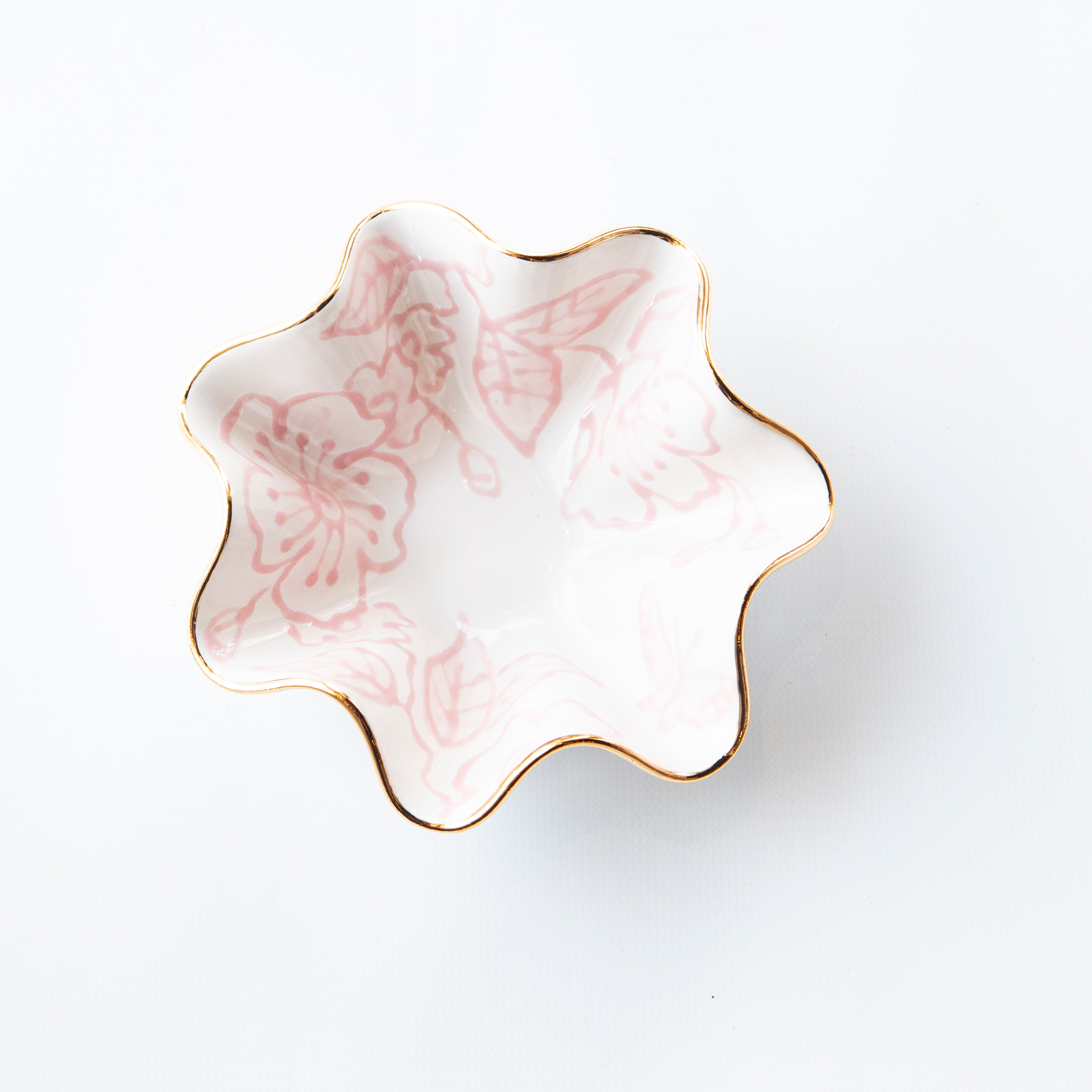Adorn Pink Blossom Chinoiserie Wavy Bowls