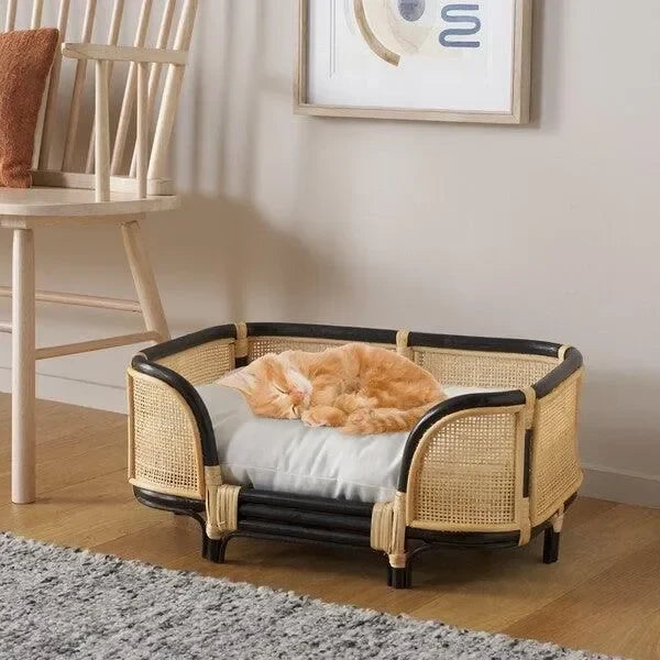 Timo Rattan Pet Bed with Removable Cushion