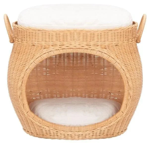 Faati Rattan Cat Bed in Natural Honey - The Mayfair Hall