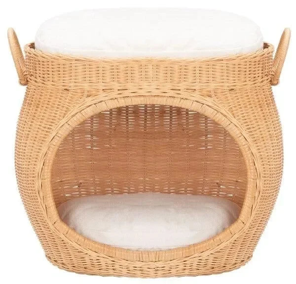 Faati Rattan Cat Bed in Natural Honey - The Mayfair Hall
