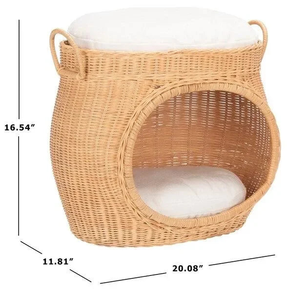Faati Rattan Cat Bed in Natural Honey - The Mayfair Hall