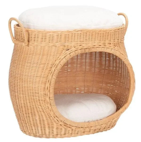 Faati Rattan Cat Bed in Natural Honey - The Mayfair Hall