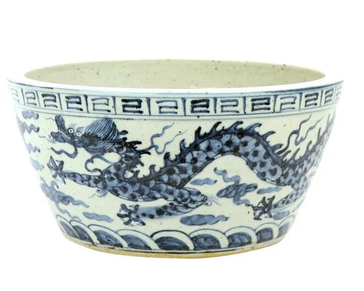 Dragon Bowl Planter in Blue and White - The Mayfair Hall