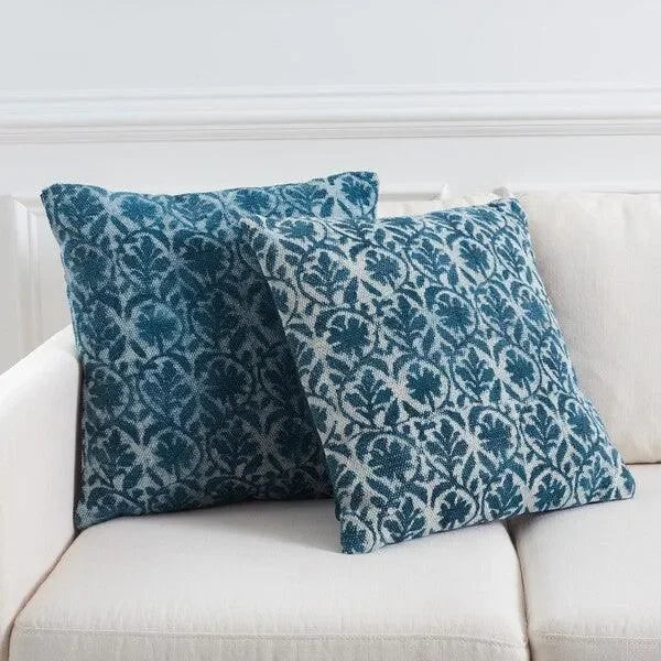 Mya Cotton Pillow in Indigo - The Mayfair Hall
