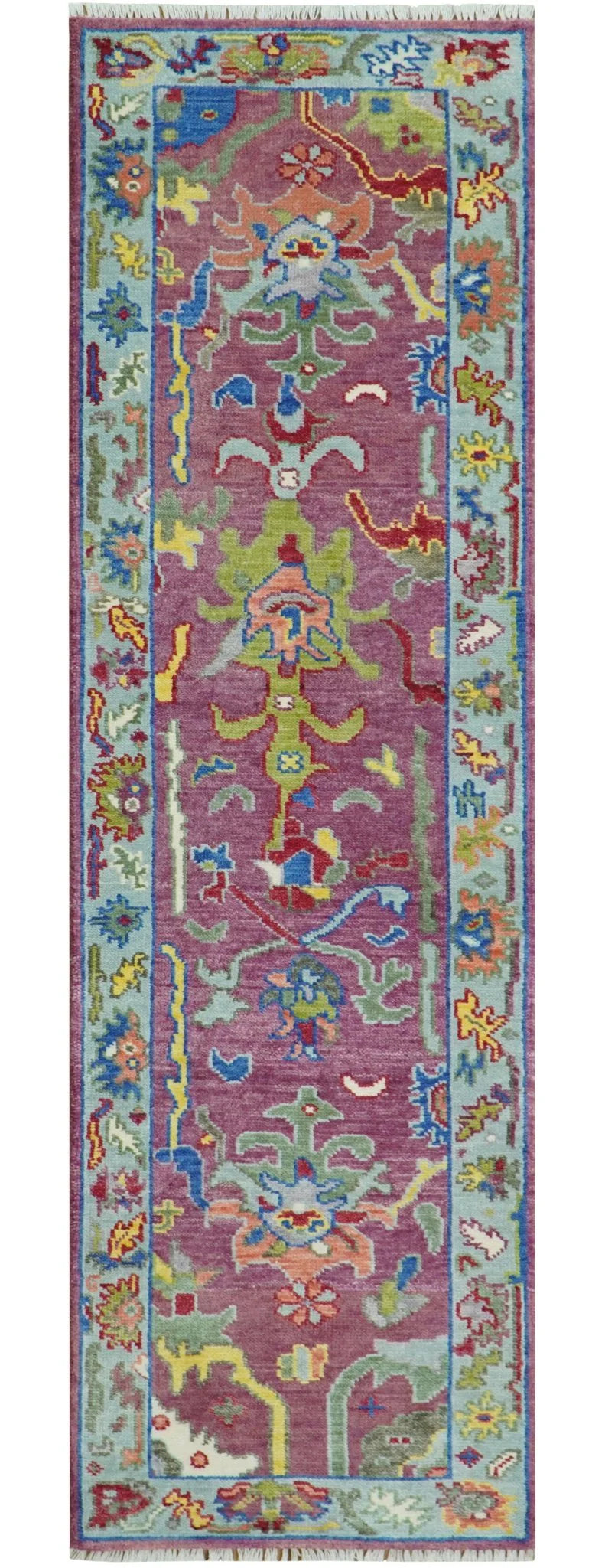 Pink Oushak Rug Wool Blue Colorful Hand knotted Traditional Oushak Custom Made wool Area Rug