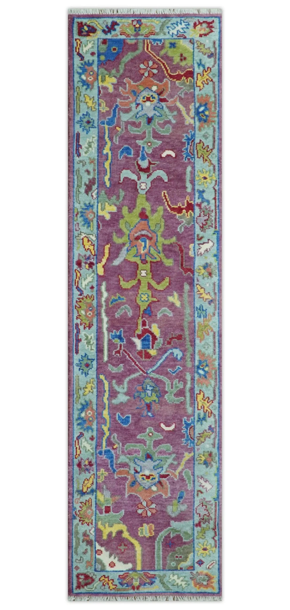 Pink Oushak Rug Wool Blue Colorful Hand knotted Traditional Oushak Custom Made wool Area Rug