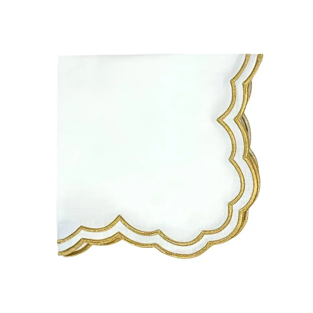 Studio Collection Lillian Linen Napkin in White and Gold (Set of 4) - The Mayfair Hall