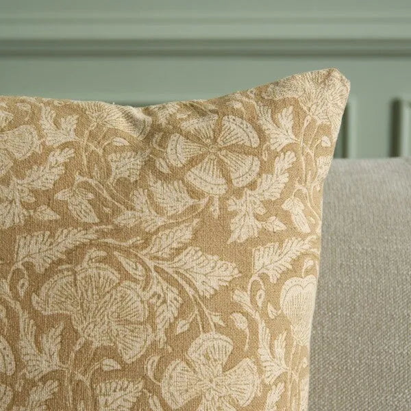 Khriya Cotton Throw Pillow in Mustard with Zipper Closure