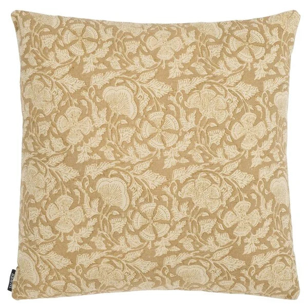 Khriya Cotton Throw Pillow in Mustard with Zipper Closure