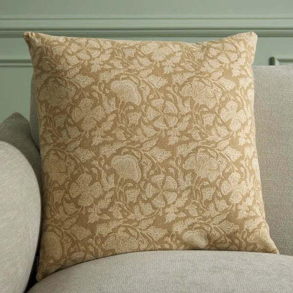 Khriya Cotton Throw Pillow in Mustard with Zipper Closure