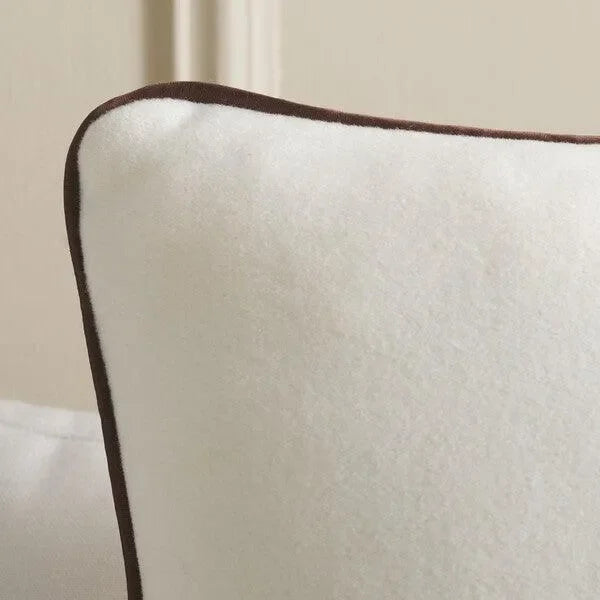Alaia Poly Fill Pillow in Ivory with Brown Piping - The Mayfair Hall