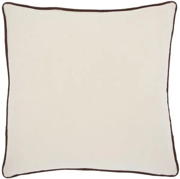 Alaia Poly Fill Pillow in Ivory with Brown Piping - The Mayfair Hall