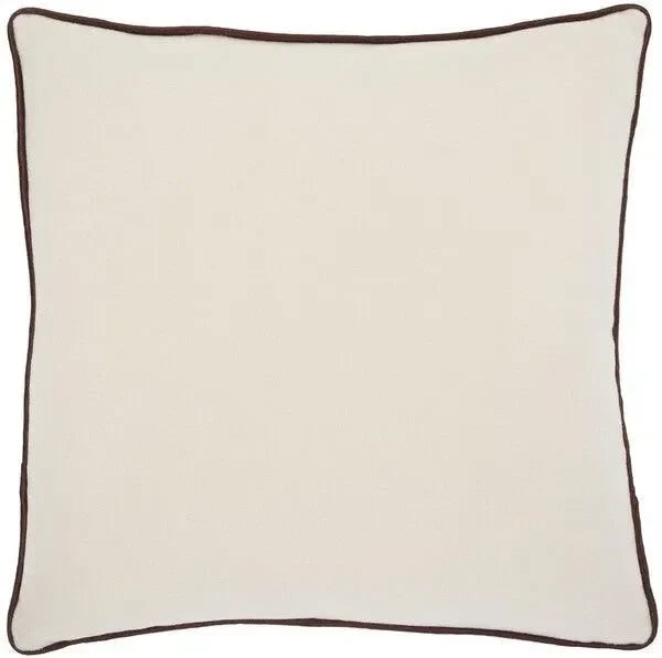 Alaia Poly Fill Pillow in Ivory with Brown Piping - The Mayfair Hall