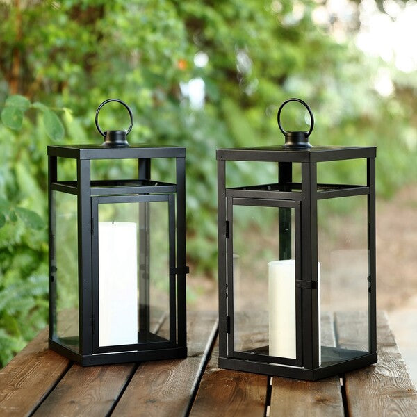 Fraleigh Outdoor Lantern in Black (Set of 2)