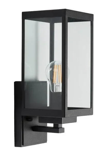 Rinnah Steel Glass Outdoor Wall Sconce in Black (Set of 2) - The Mayfair Hall