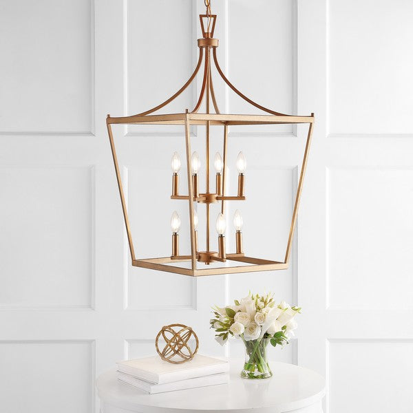 Vallor Pendant Lighting in Gold with Two Tier Candelabra Style Sockets