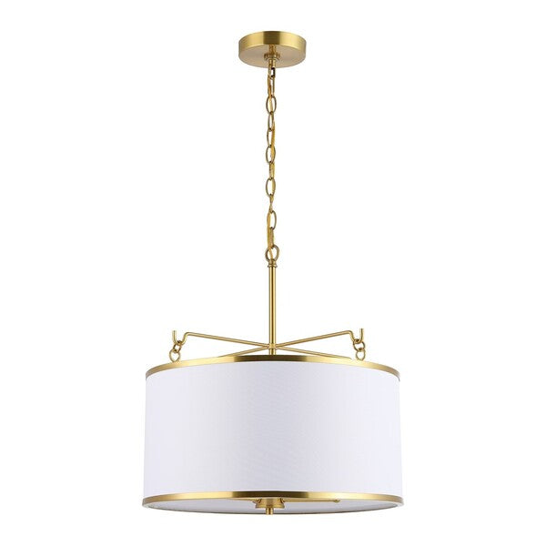 Perzeta Extendable Pendant in Brass with White Drum Shade