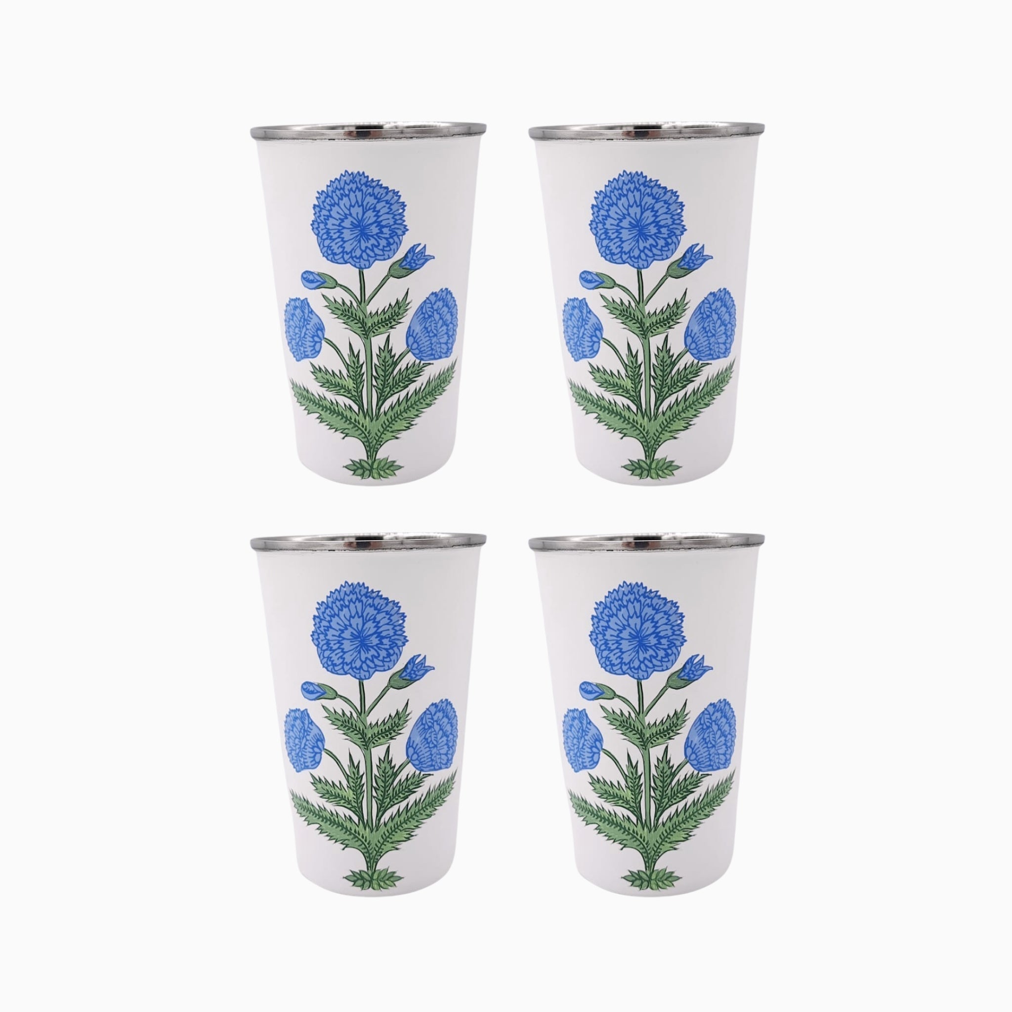 Poppy Blue Tall Enamelware Tumblers - Set of 4