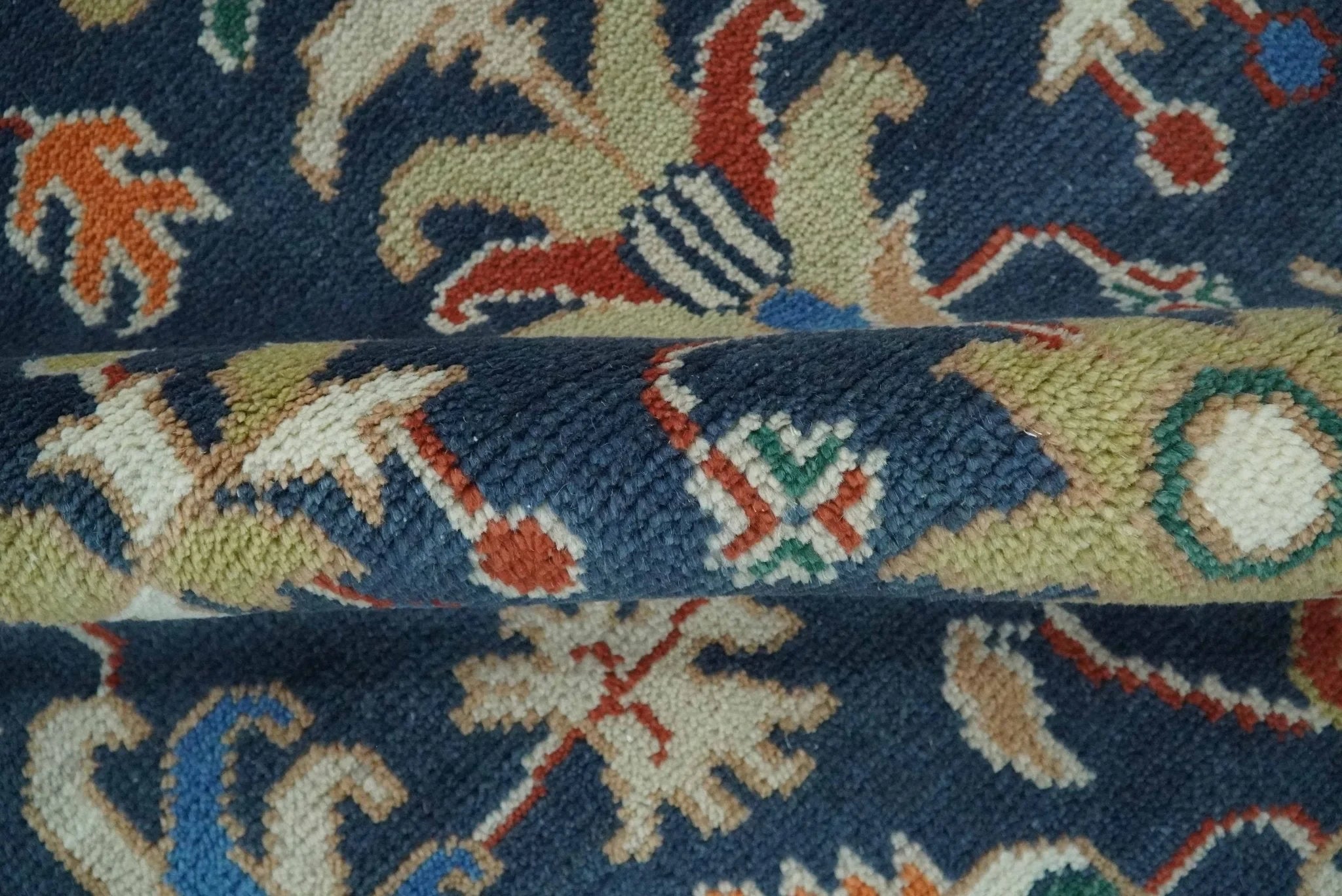 Premium Style Vibrant Colorful Blue, Ivory, Rust and Orange Traditional Hand Knotted Oriental Oushak Multi Size wool Area Rug - The Rug Decor