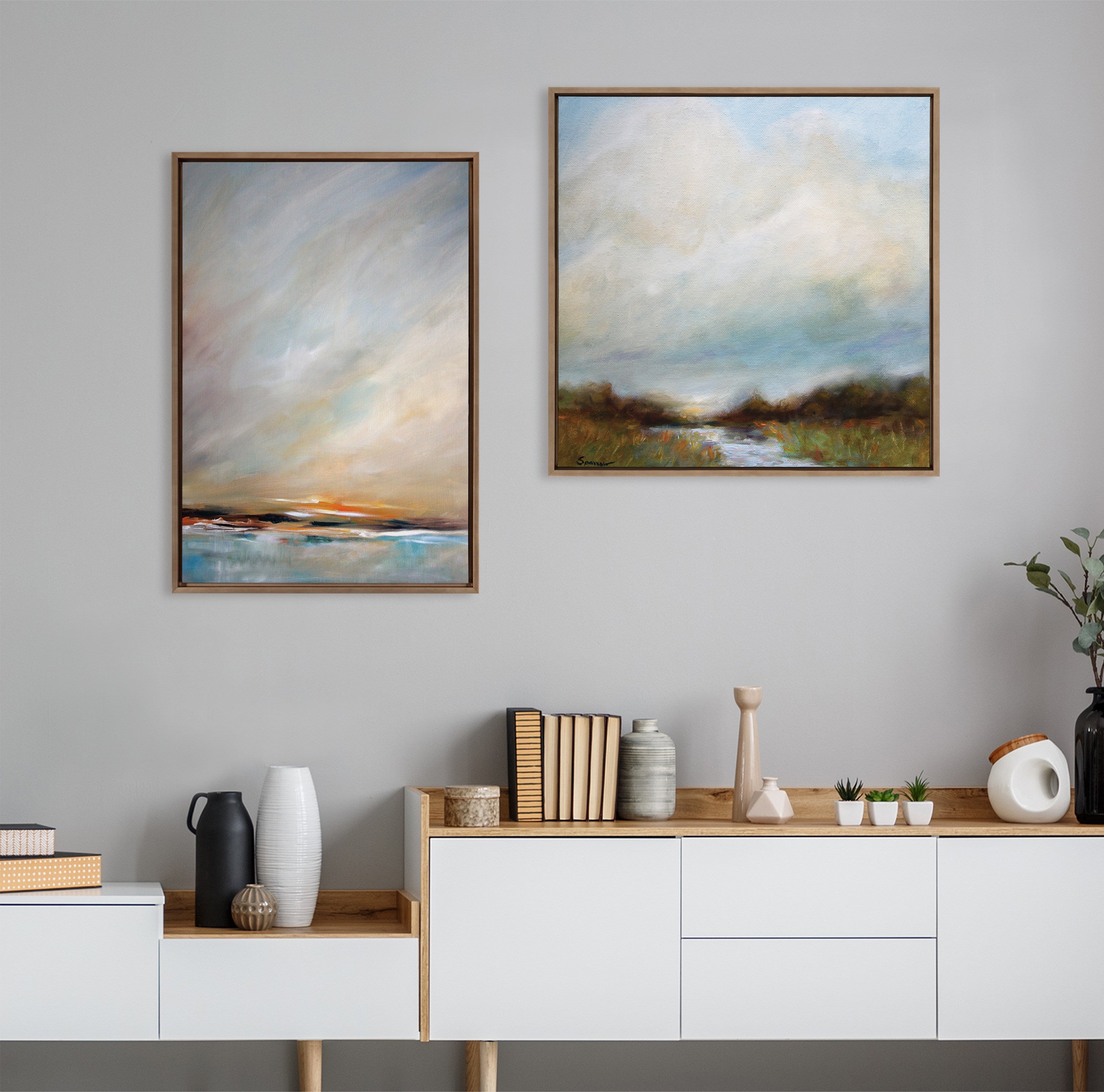 Sylvie Tranquility Framed Canvas by Mary Sparrow