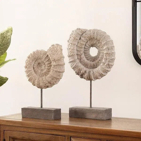 Toren Polyresin Ammonite Shell Table Decor (Set of 2) - The Mayfair Hall