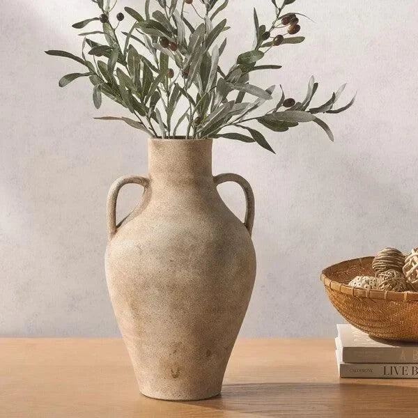 Mesa Stoneware Vase in Natural with Handle Design - The Mayfair Hall