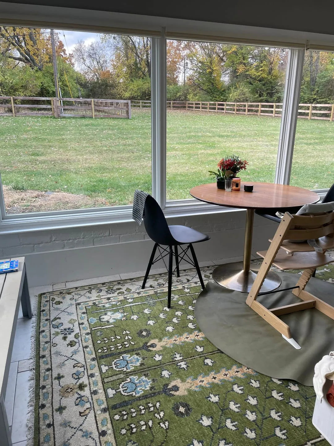 Ready to Ship Hand Knotted Green and Ivory Traditional Wool Area Rug - The Rug Decor