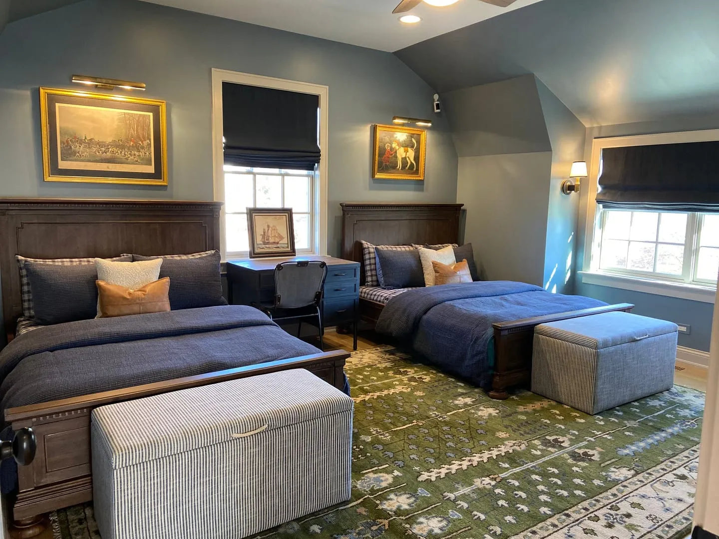 Ready to Ship Hand Knotted Green and Ivory Traditional Wool Area Rug - The Rug Decor