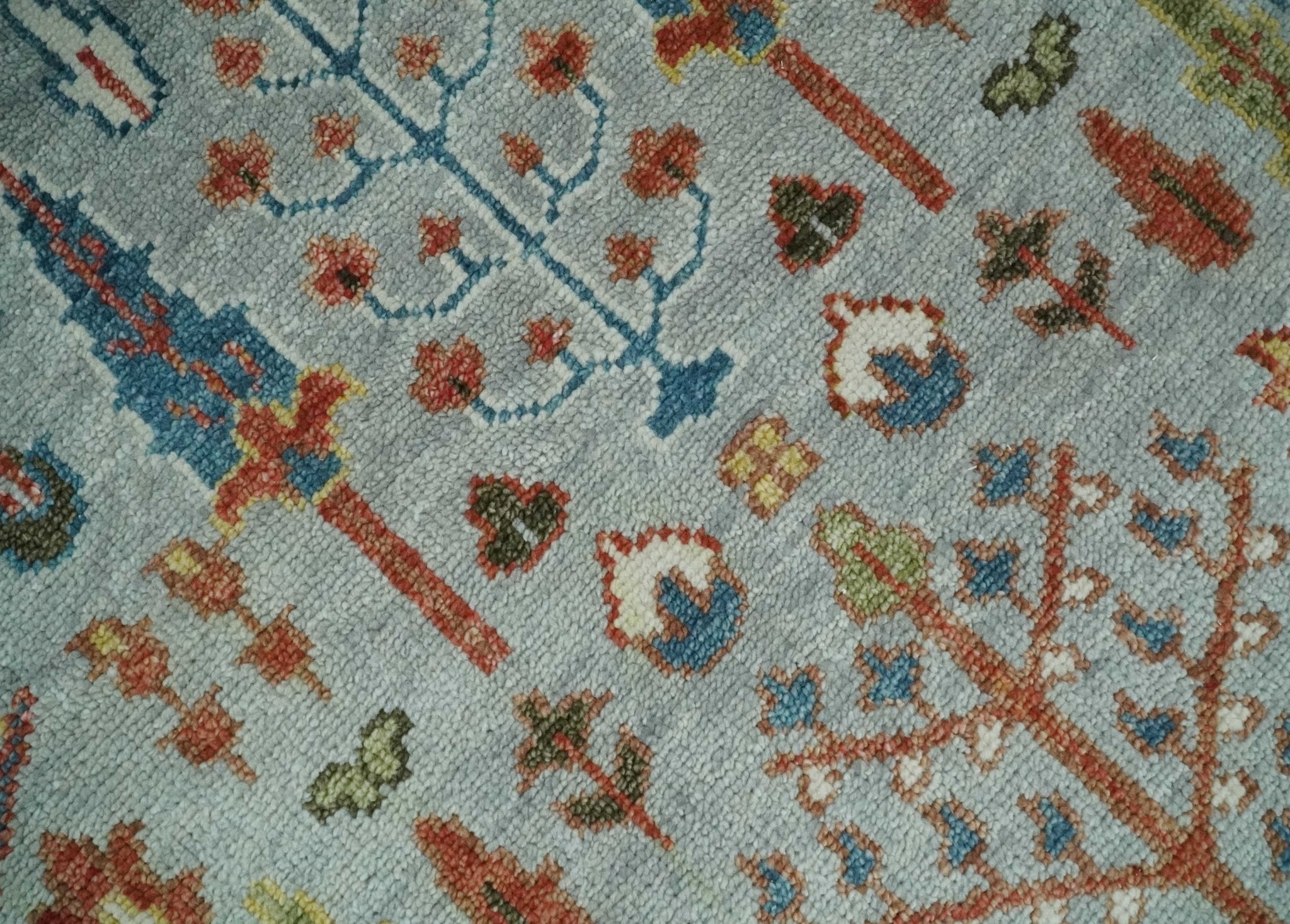 Ready to Ship Tree of Life Hand Knotted Silver, Brown and Rust Traditional Oushak Wool Rug - The Rug Decor