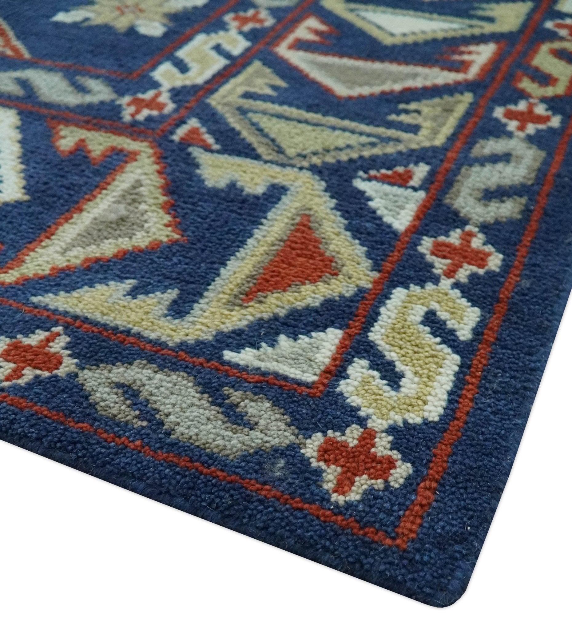 Red, Brown and Olive Traditional Hand knotted Custom Made Wool Area Rug - The Rug Decor