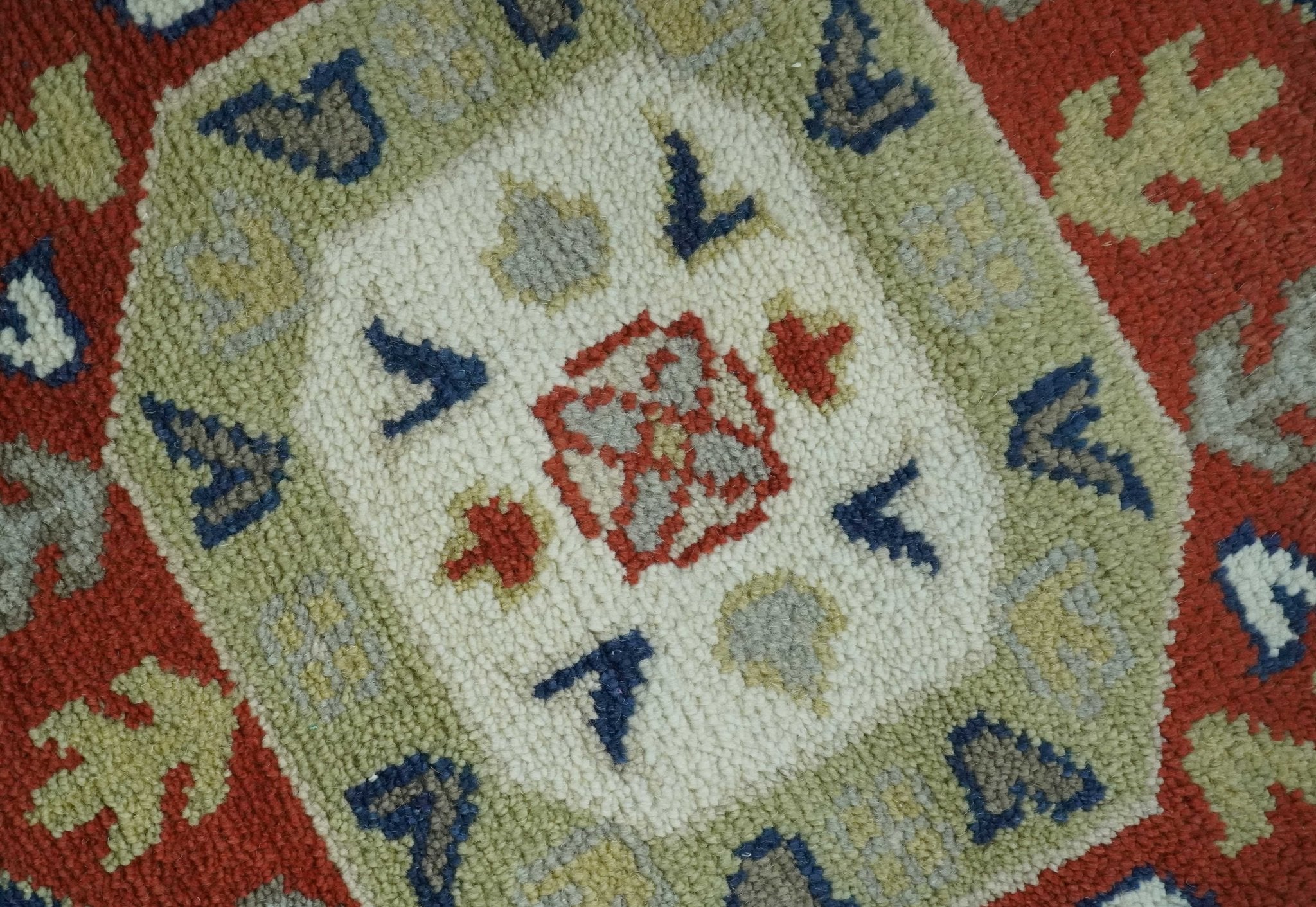 Red, Brown and Olive Traditional Hand knotted Custom Made Wool Area Rug - The Rug Decor