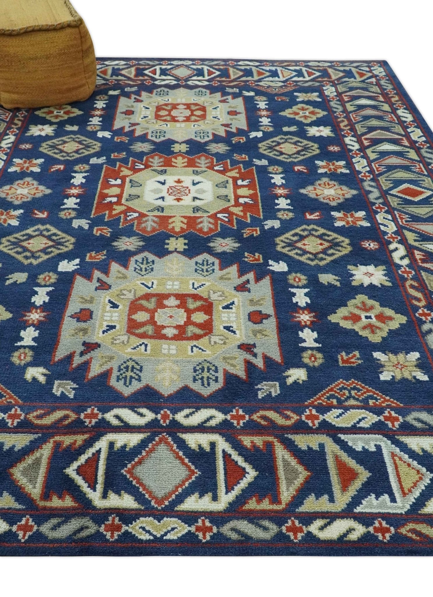 Red, Brown and Olive Traditional Hand knotted Custom Made Wool Area Rug - The Rug Decor