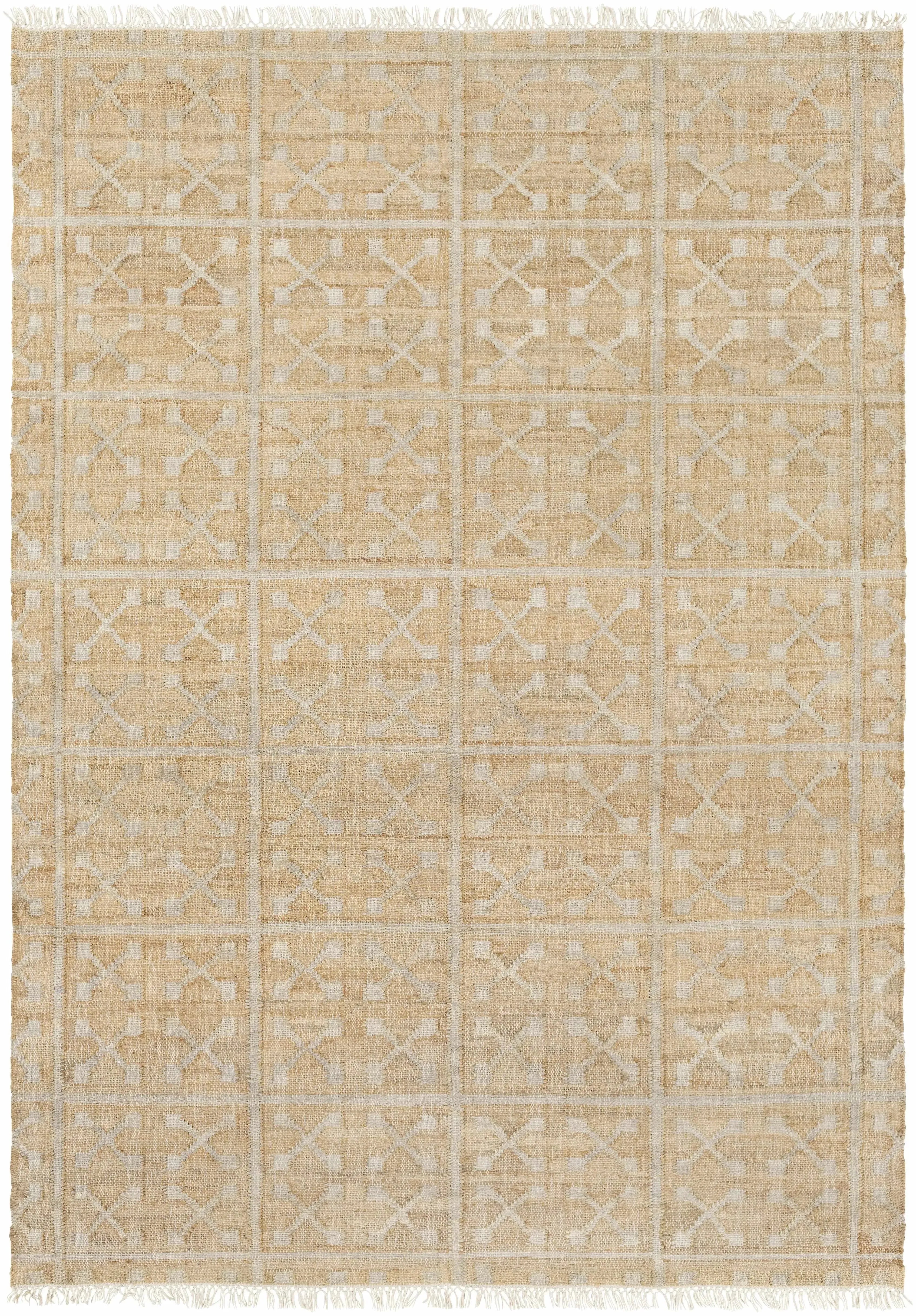 Rice Jute Carpet in Cream and Tan