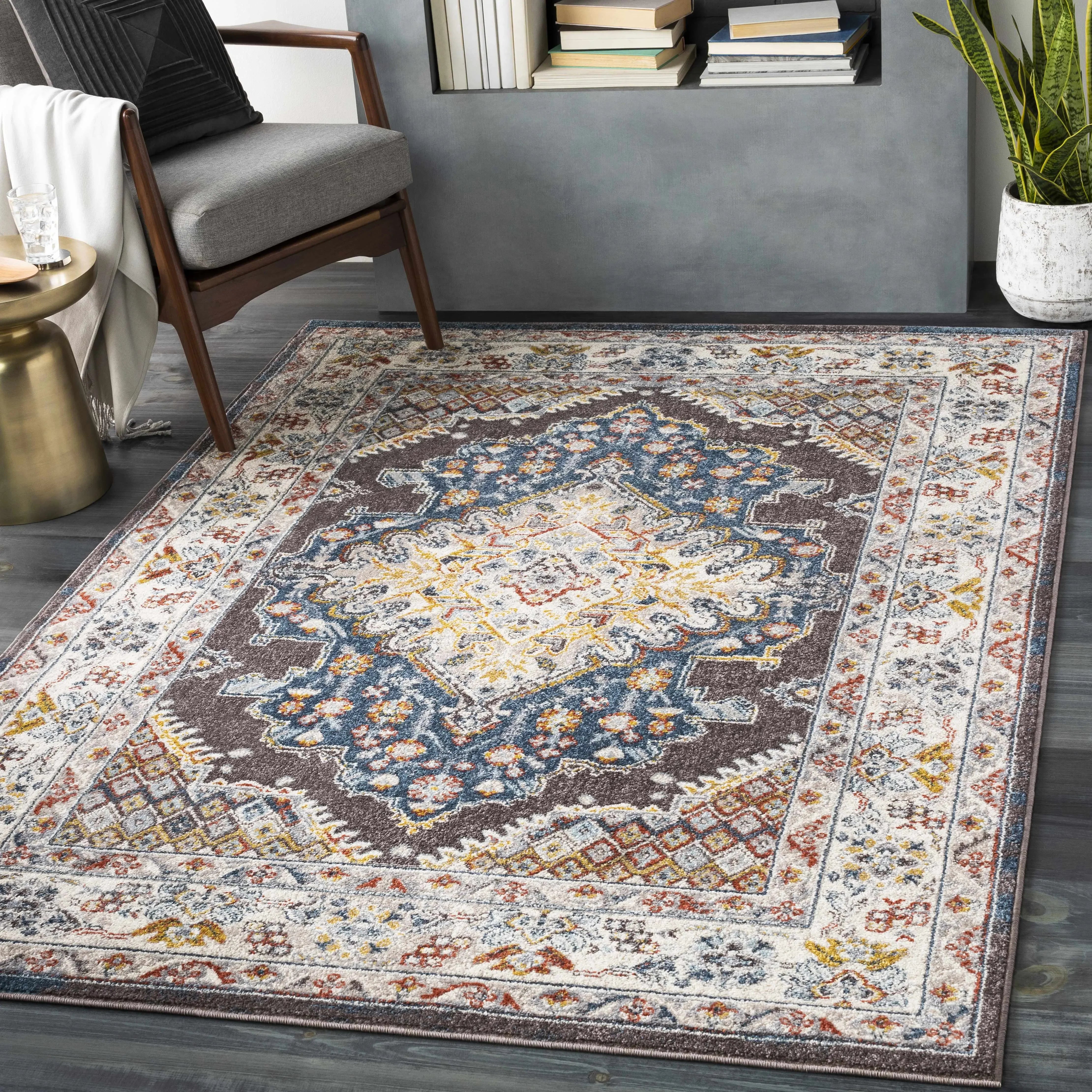 Haymond Brown Medallion Area Rug - The Mayfair Hall