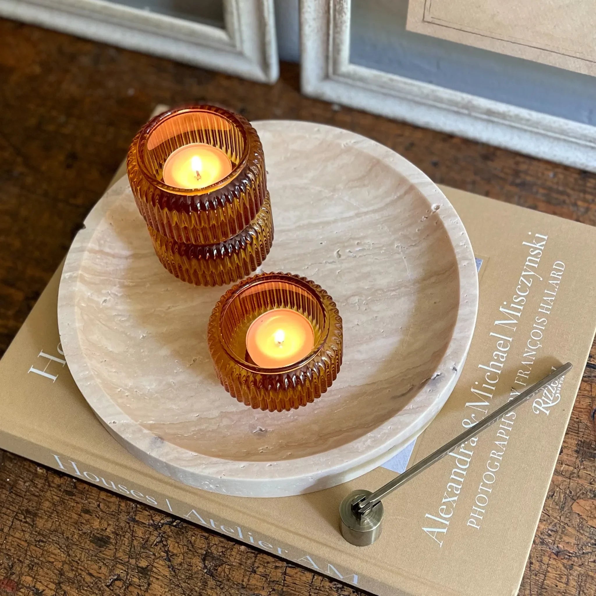 Round Travertine Tray - The Mayfair Hall