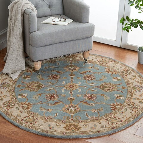 Royalty Wool Rug in Blue and Beige