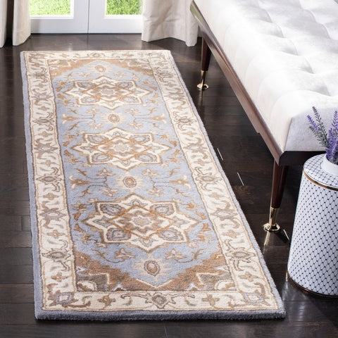 Royalty Wool Rug in Light Blue and Beige