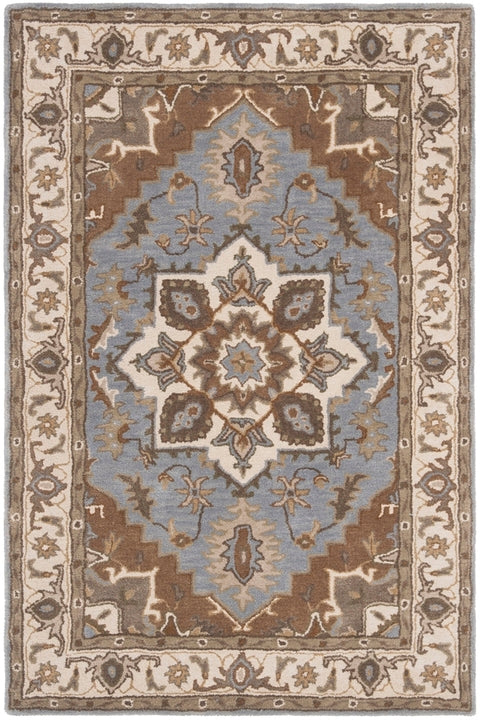 Royalty Wool Rug in Light Blue and Beige