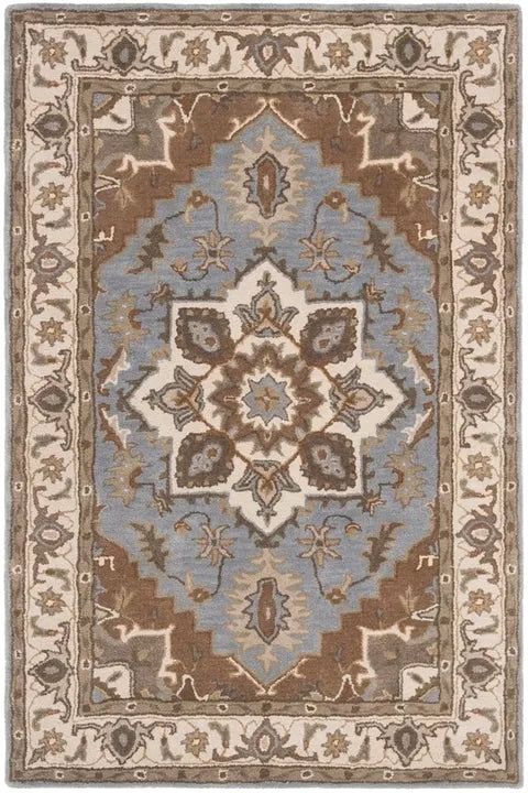 Royalty Wool Rug in Light Blue and Beige - The Mayfair Hall