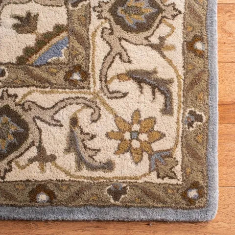 Royalty Wool Rug in Light Blue and Beige - The Mayfair Hall